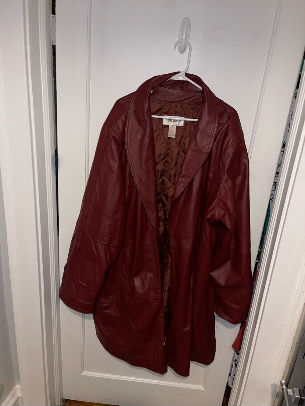 Vintage Veranesi Genuine Leather Women's Burgundy Plus Size Coat - Sz 32W